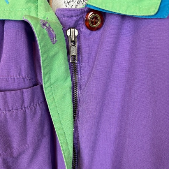 London Fog Vintage Purple/Green Hidden Metal Zip Front Jacket; Size L - Picture 6 of 11